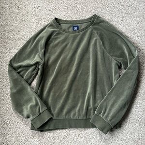 Gap Olive Green velour crew neck sweatshirt size XS